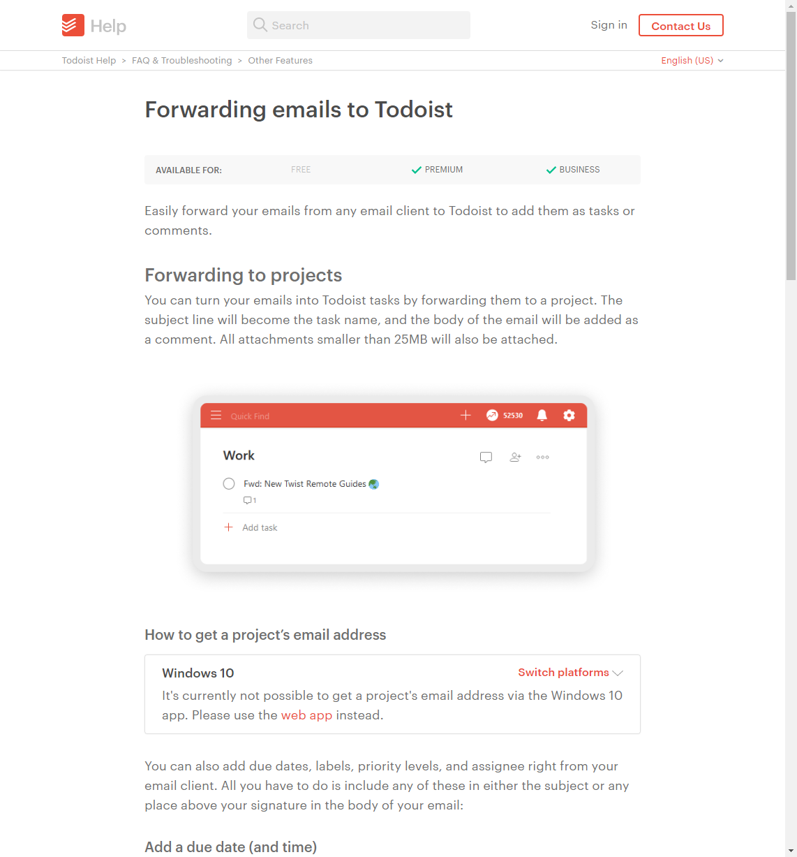 Forwarding Emails to Todist