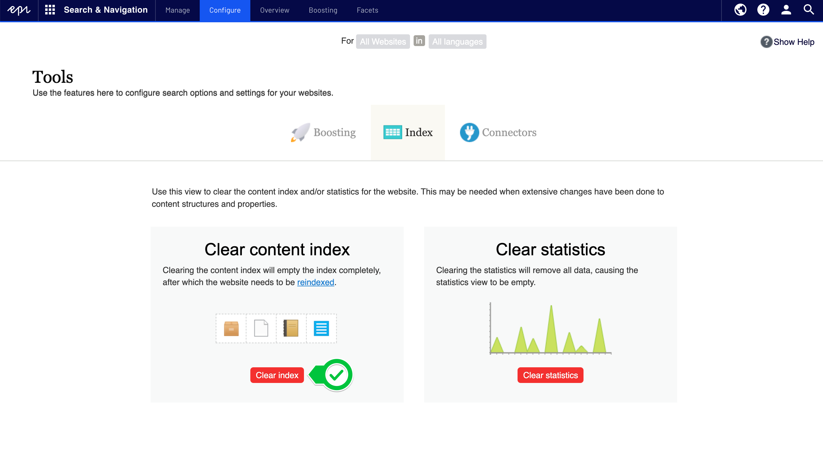 Interface for Re-Indexing CMS