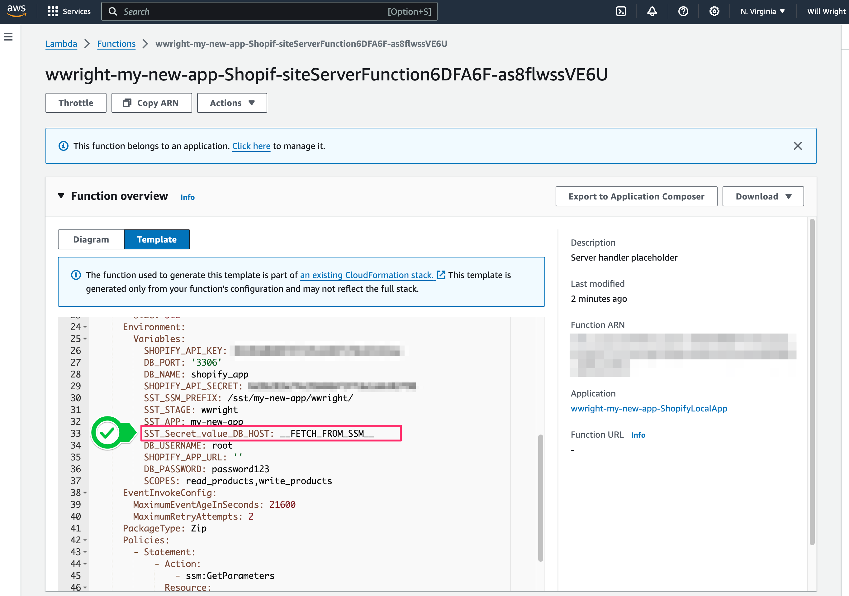 Verify Config variables in AWS